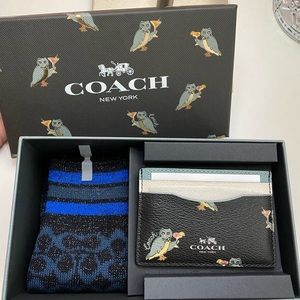 Coach owl card holder and socks